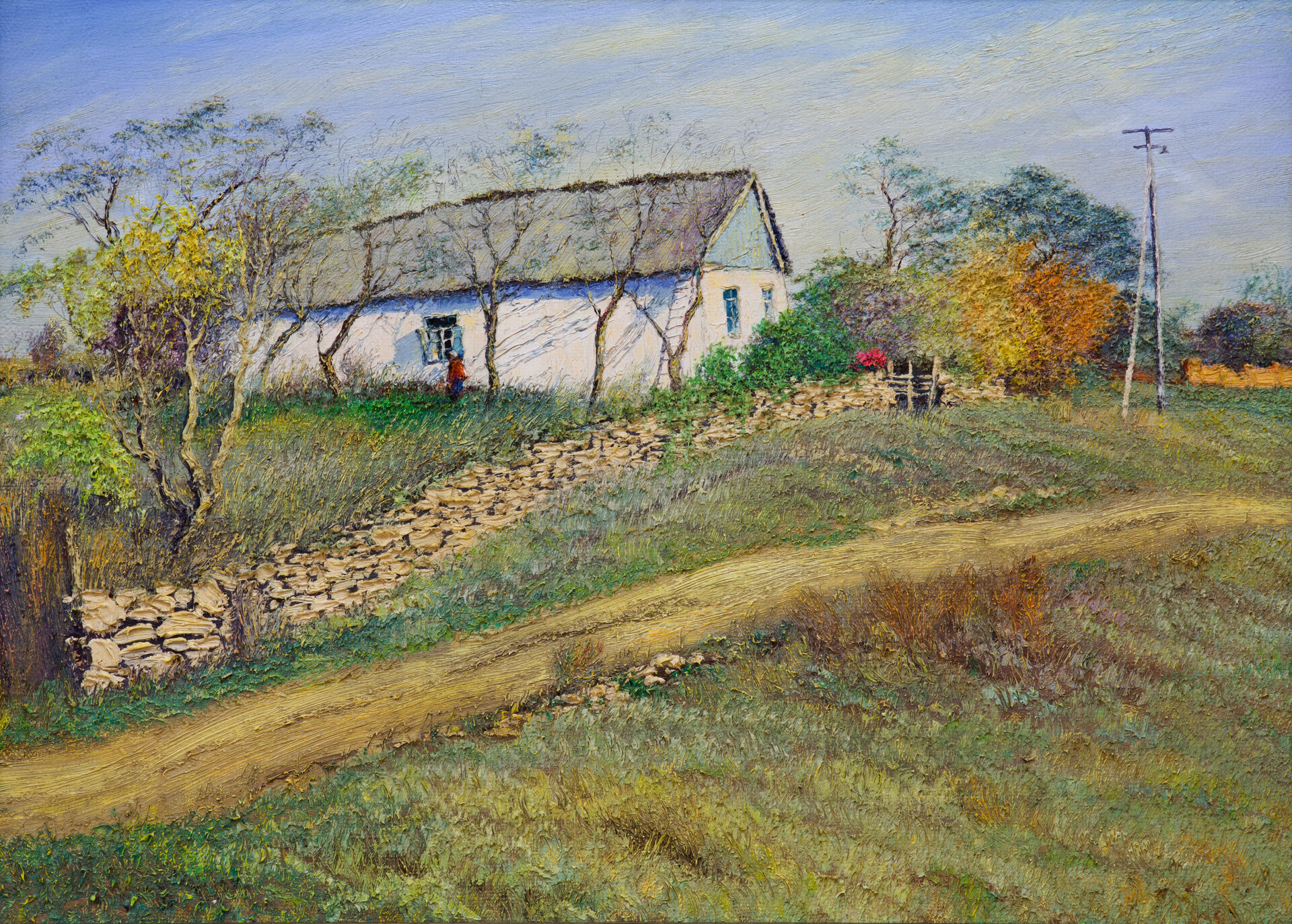 «Мокрый Чалтырь. Домик с каменным забором» (х., м.), 75 х 87, 1997 г. 