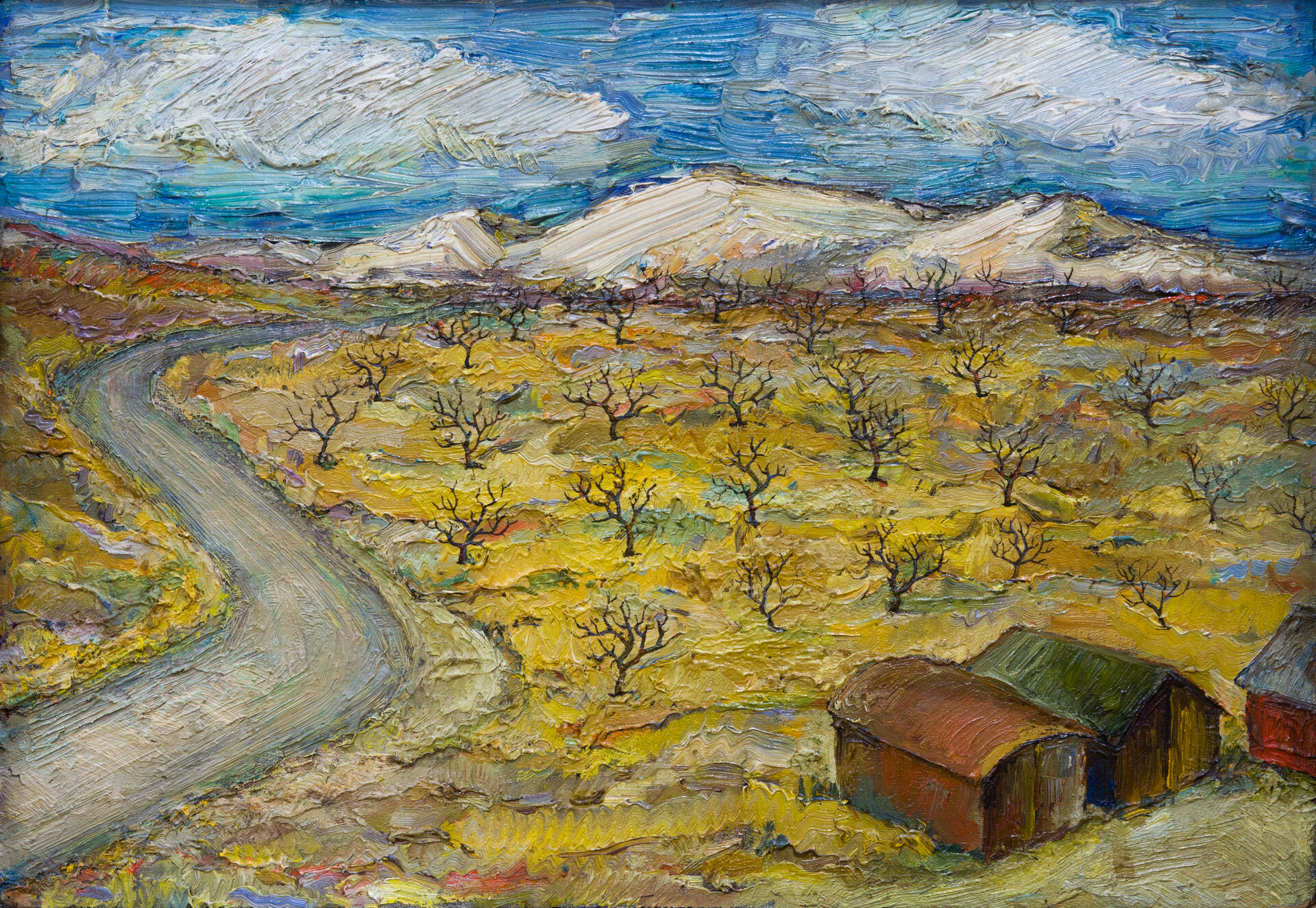 «Дорога на Гарни. Снег в горах» (к., м.), 37 х 51, 1972 г.