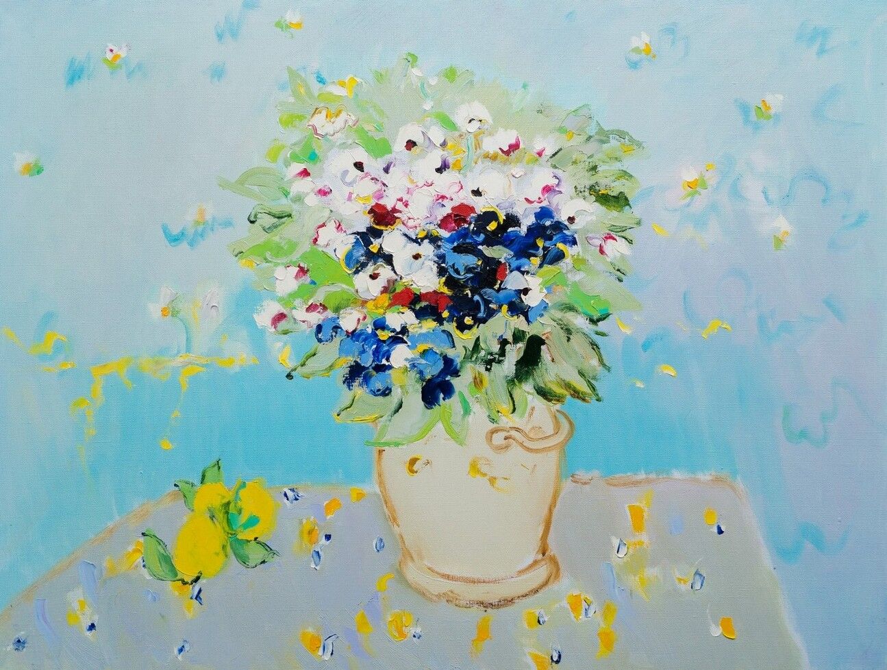 «Букет с виолой», холст, масло, 65 × 88 см 2020 г.