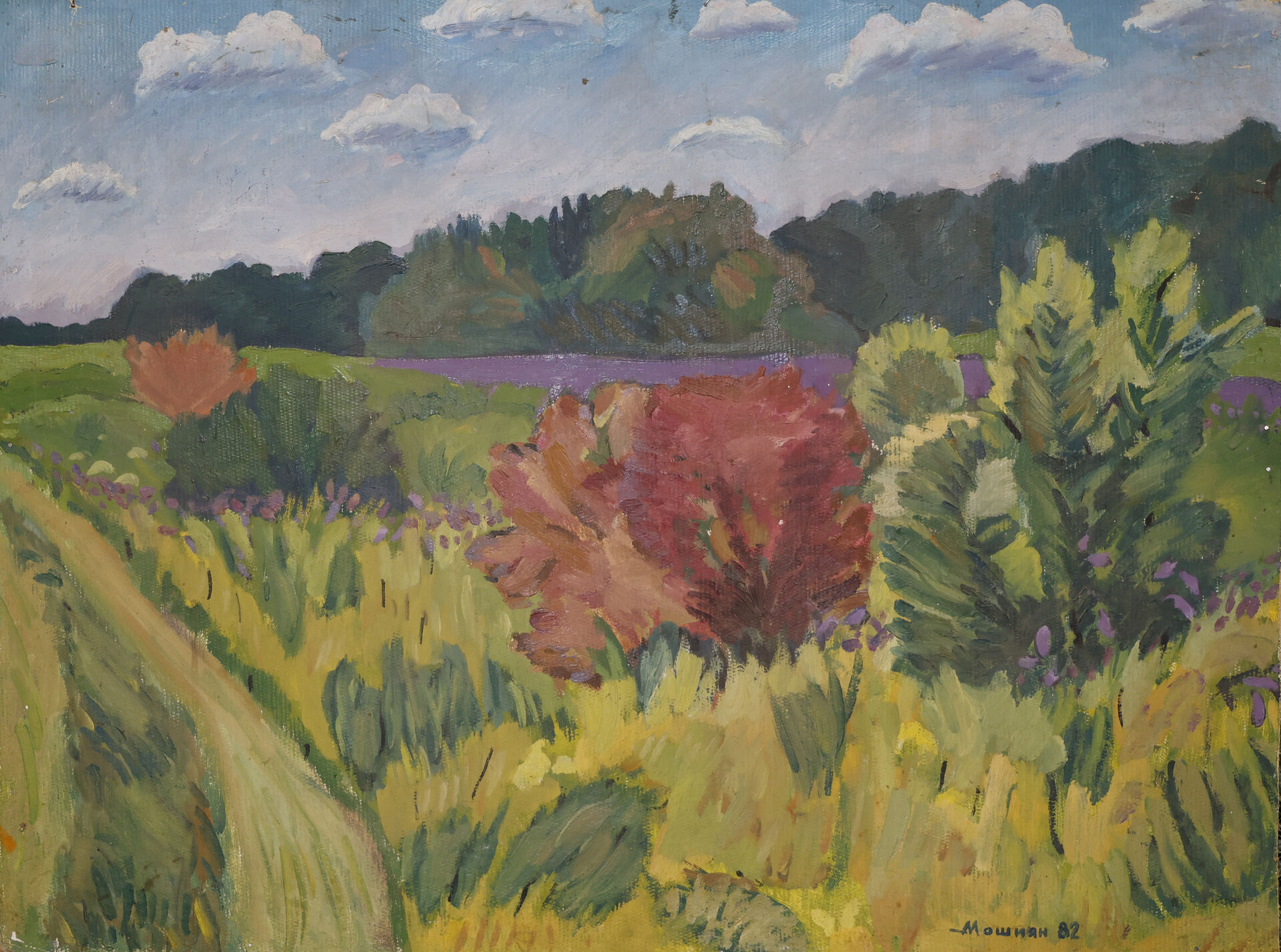 1982 «Пейзаж» картон, масло 81 × 60 см