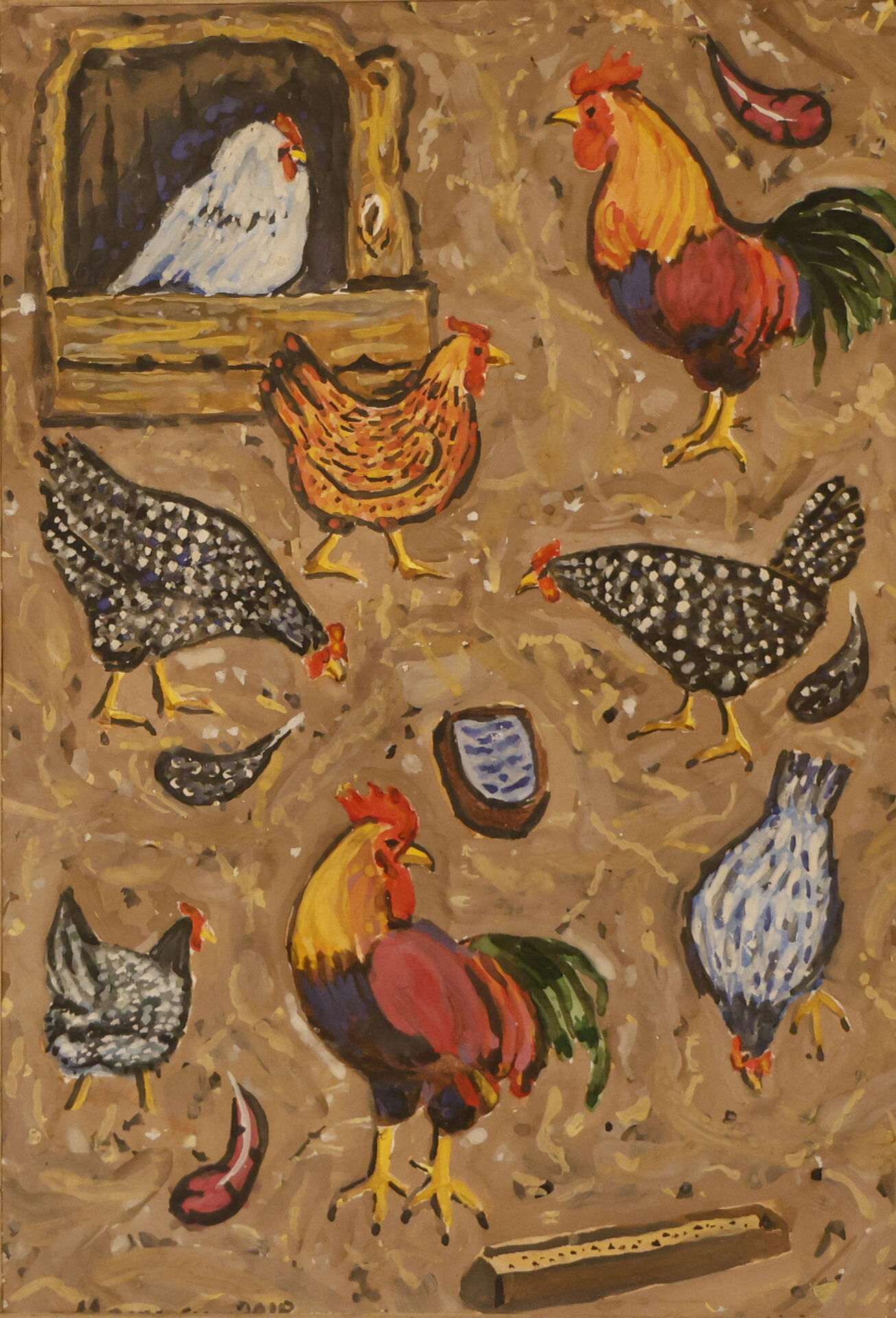 2018 «Птичий двор» бумага, гуашь 30 × 40 см