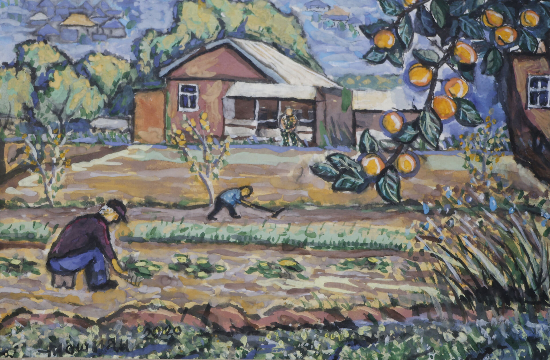 2020 «Огороды» бумага, гуашь 26 × 17 см